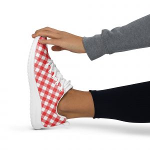 Red & White Gingham Sneakers, Cute Lace-Up Canvas Shoes for Everyday Style
