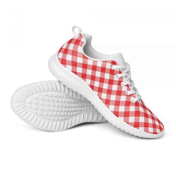 Red & White Gingham Sneakers, Cute Lace-Up Canvas Shoes for Everyday Style - Image 3