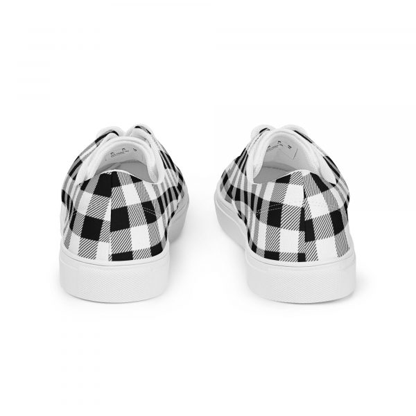 Black & White Plaid  Sneakers, Stylish Lace-Up Canvas Shoes - Image 4