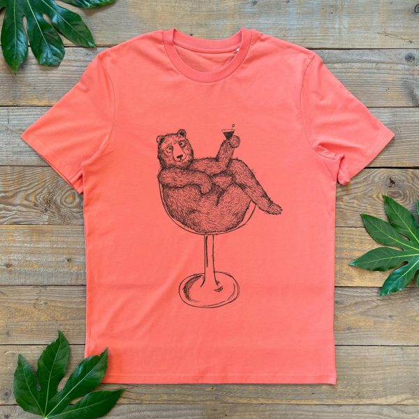 Cocktail Bear T-shirt  cool bear tshirt  gift for him  graphic - Image 2