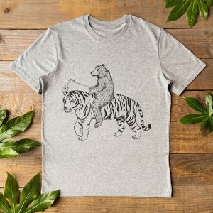 Bear and Tiger T-Shirt  cool bear t-shirt  Graphic  mens gift