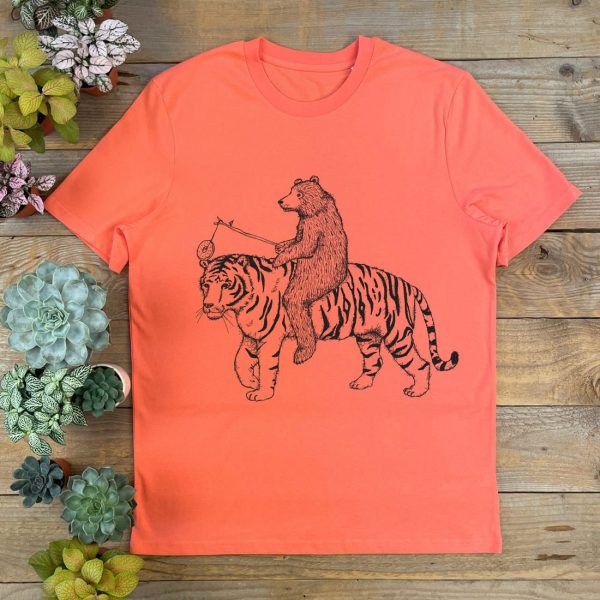 Bear and Tiger T-Shirt  cool bear t-shirt  Graphic  mens gift - Image 2