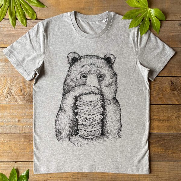 Bear and Sandwich T-Shirt  Bear T-shirt men's  graphic  men's gift - Image 2