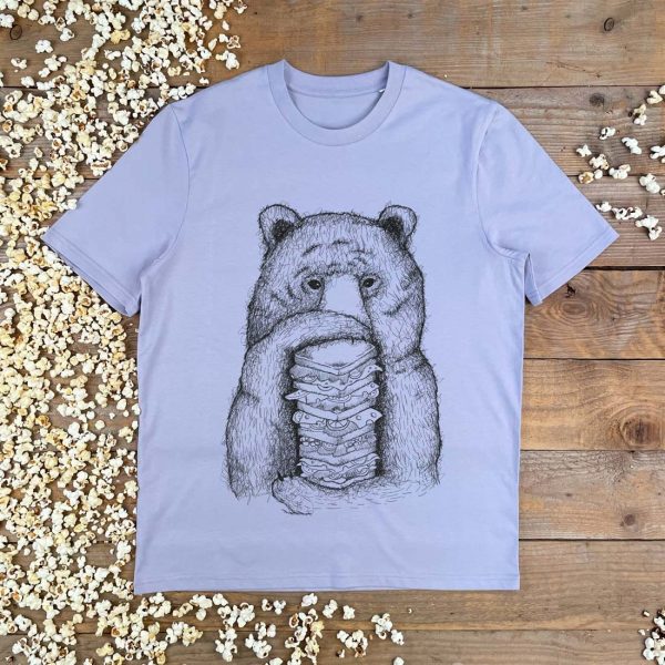 Bear and Sandwich T-Shirt  Bear T-shirt men's  graphic  men's gift - Image 3
