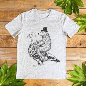 Bear and Pigeon T-Shirt  cool bear tshirt  gift for him  graphic