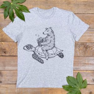 Bear riding Turtle T-Shirt  men's bear tee  cool bear tshirt  graphic